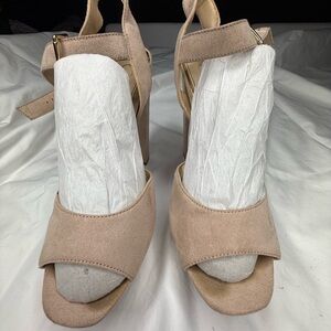 Light nude cream suede platforms